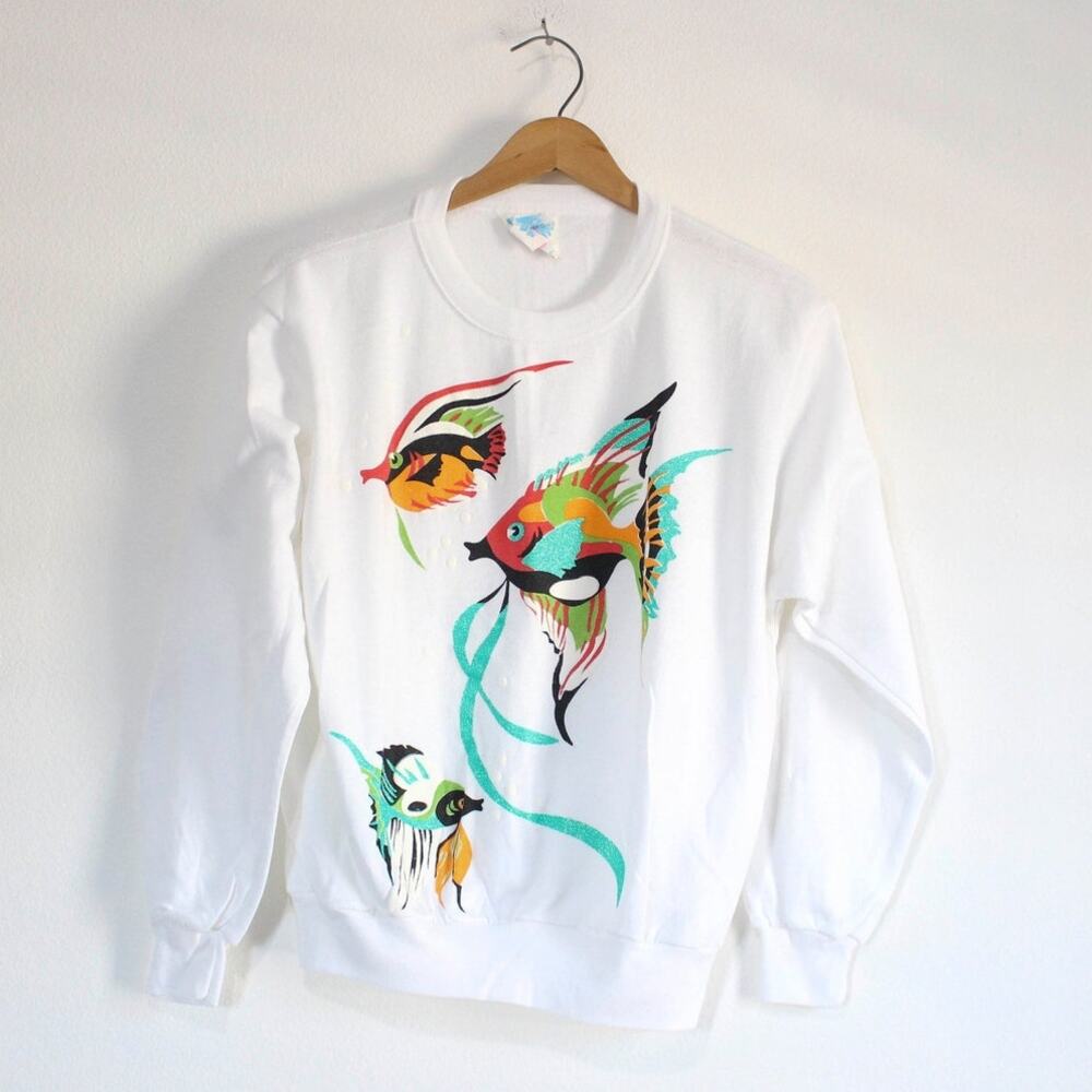 Vintage Tropical Fish Sweatshirt Medium